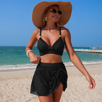 Split Swimsuit Women Sexy Mesh High Waist Bikini Swimsuit