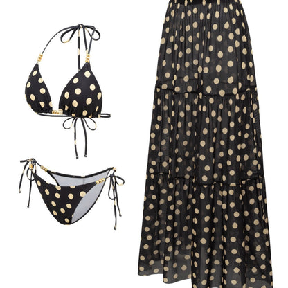 Black White Dot Sexy Swimsuit Slimming Suit Women Dress Beach Swimsuit Three Piece Set