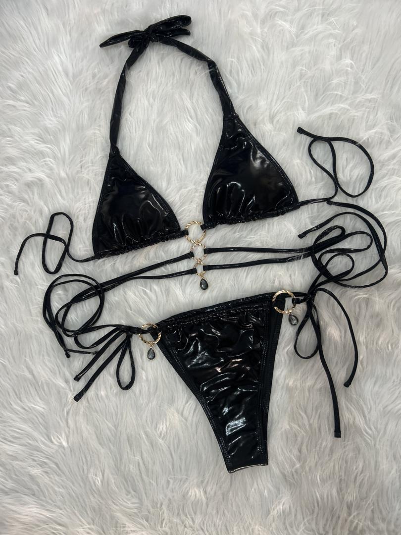 Swimwear Crystal Diamond Solid Color Bikini Women Strap Split Triangle Cup Swimsuit Swimwear