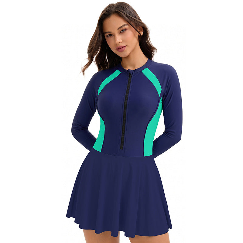 Swimsuit Women Sports Dress Long Sleeved Sunscreen Conservative Swimsuit