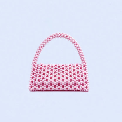 Pearl Bag Women Hand Woven Acrylic Beaded Bag Retro Fairy Small Handbag Triangle Wrist Bag