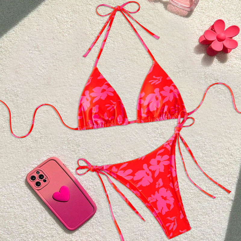 Bikini Small Chest Swimsuit Women Sexy Bikini Halter Strap Strap Swimsuit