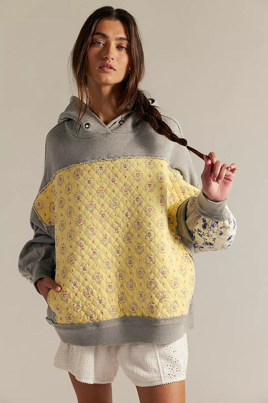 Autumn Winter Women Clothing Hooded Embroidery Stitching Sweater Pullover Casual Top Women
