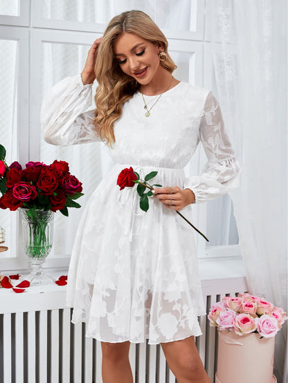 Women Spring Autumn Summer Elegant Floral Dress Long Sleeve Dress