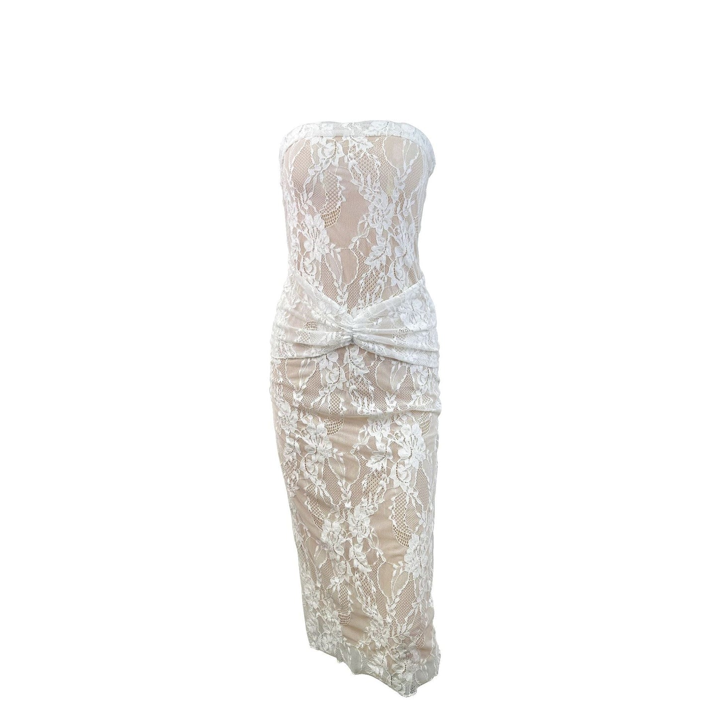 Tube Top Women Clothing Dress Summer Sexy Internet Celebrity Lace Package Hip Dress