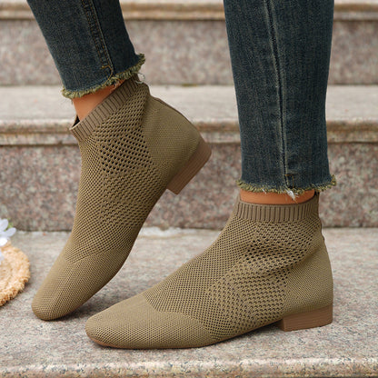 Women Boots Knee High Black Boots Women Ankle Boots Mid Calf Pointed Toe Boots High Heel Boots Women Shoes Flying