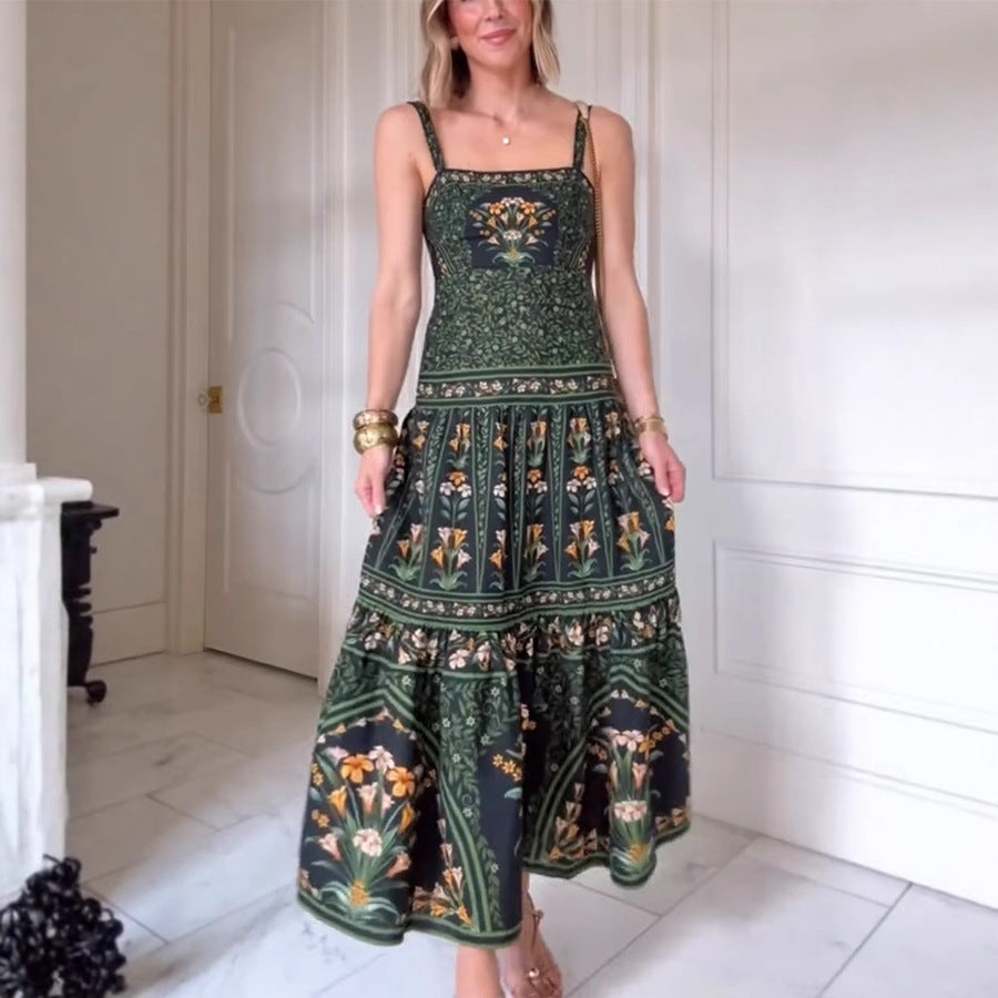 Summer Sexy Printing Positioning Sling Dress Women