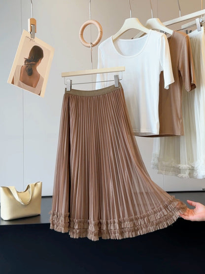 Tree Fungus like Lacework Skirt Women Summer High Waist Stitching A line Western Puffy Fairy Skirt