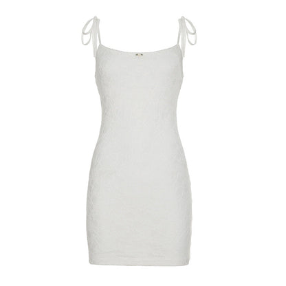 Spring Summer Women Clothing Sweet Spicy Solid Color Lace Suspender Dress Slim Fit Sexy Sheath Dress