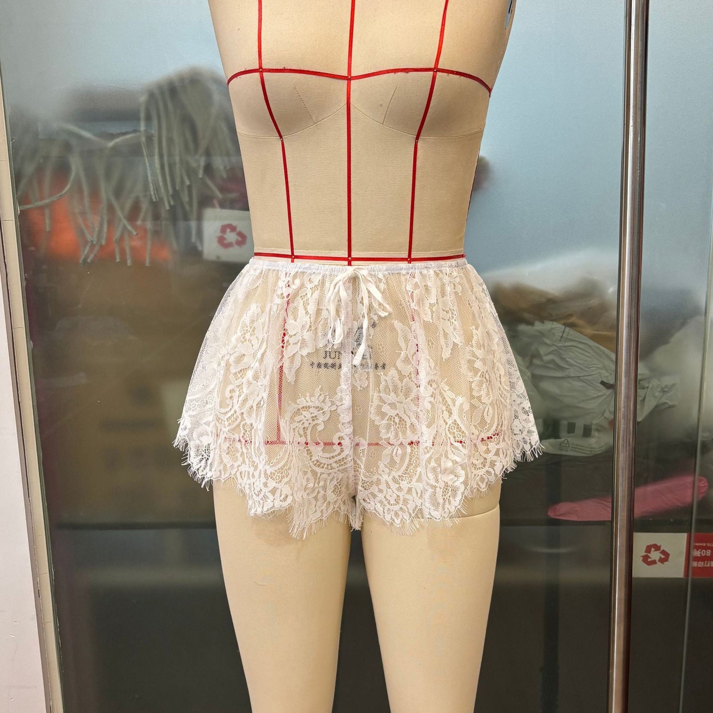 Women Sexy Lace See through Culottes Bow Tie Shorts
