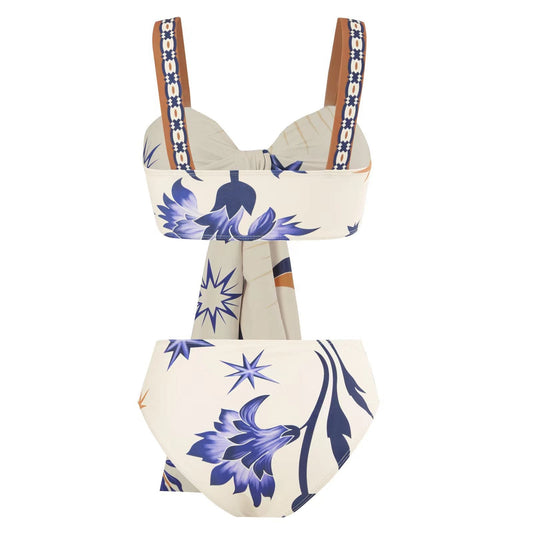 Women Summer Push up Bikini Sexy High Waist Bikini Split Swimsuit Set Chiffon Dress