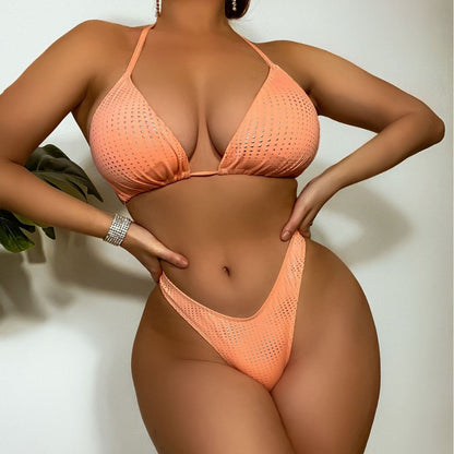 Halter Geometric Abstract Silver Solid Color Sexy Bikini