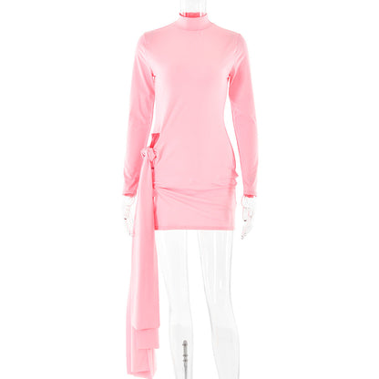 Spring Arrival Dress Sexy Round Neck Long Sleeve Slim Fit Hip Wrapped Short Dress Women