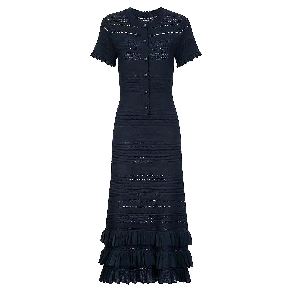 Summer Ladies Slim Fitting Slimming Fashionable Short Sleeve Stringy Selvedge Dress