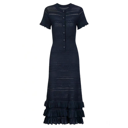 Summer Ladies Slim Fitting Slimming Fashionable Short Sleeve Stringy Selvedge Dress