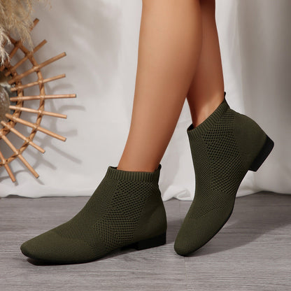 Women Boots Knee High Black Boots Women Ankle Boots Mid Calf Pointed Toe Boots High Heel Boots Women Shoes Flying