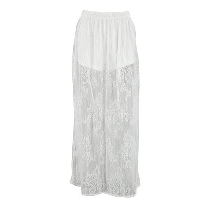 Sexy Brocade Lace See through White Jacquard Early Spring Dress