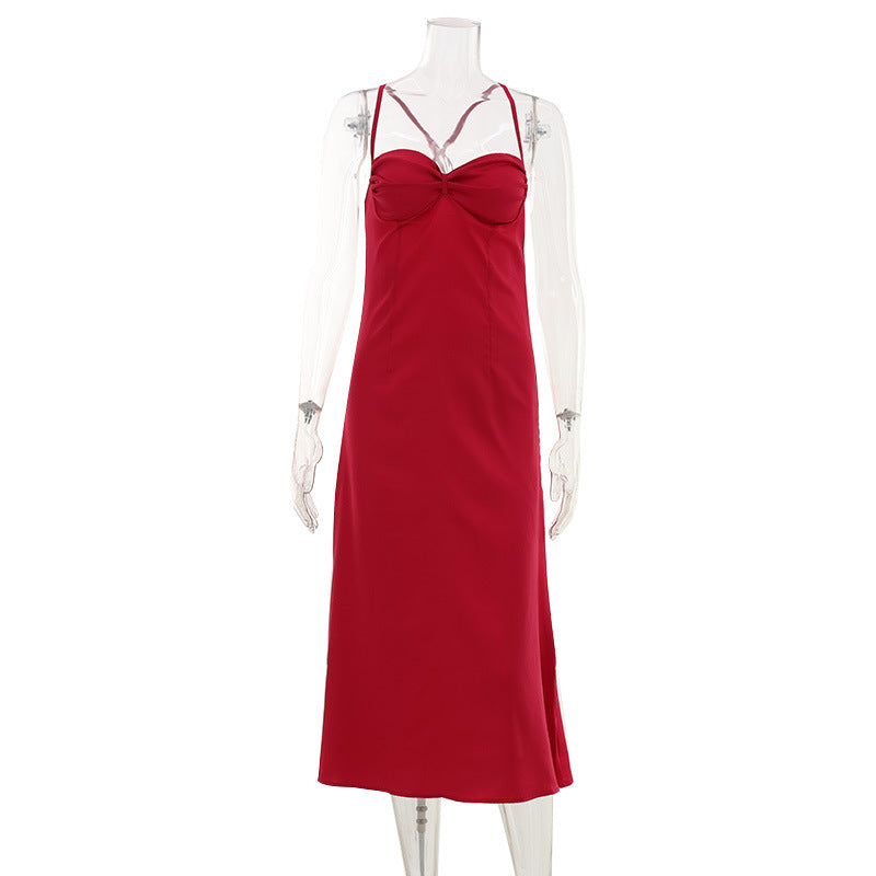 Arrival Solid Color Tube Top High Waist Backless Suspender Sheath Dress