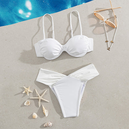 Pure White Sexy Push up Bikini High Waist Split Swimsuit Women Bikini