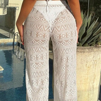 Women Blouse Mesh Plaid Sexy Beach Pants