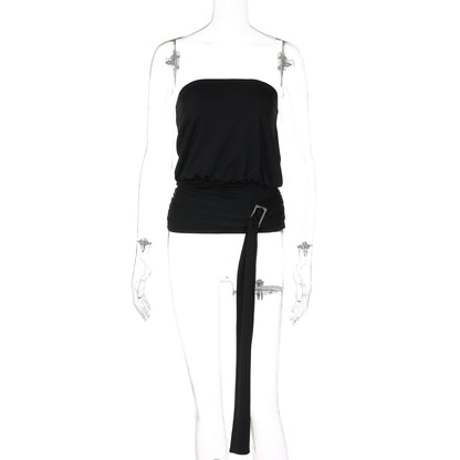 Sexy Tube Top Women Summer Sexy Slim Waist Ribbon Top Women