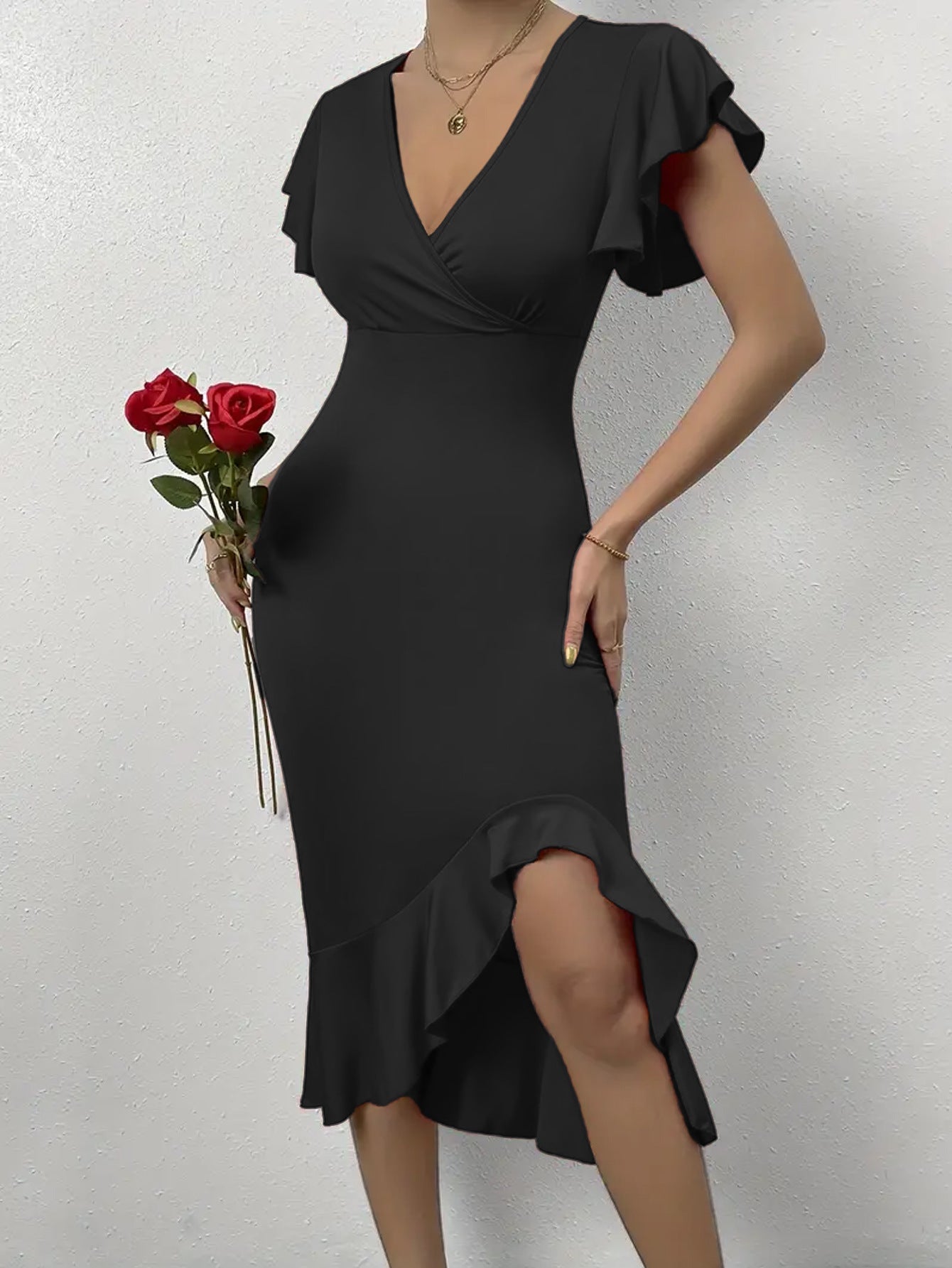 Wal Mart Spring Summer Sexy High Elastic Solid Color Women Dress Women Clothing