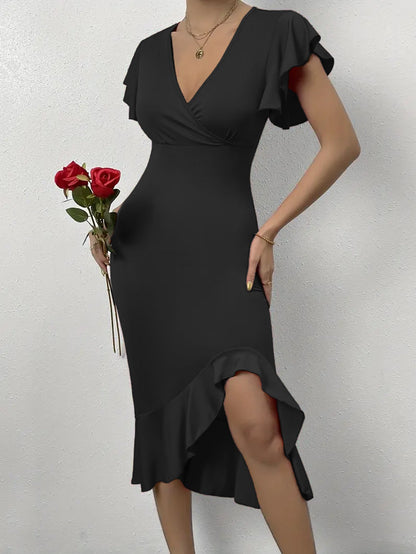 Wal Mart Spring Summer Sexy High Elastic Solid Color Women Dress Women Clothing