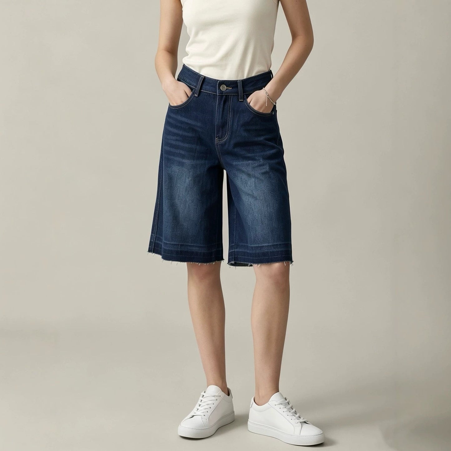 Retro Washed Loose Straight Spring Summer Women Denim Shorts