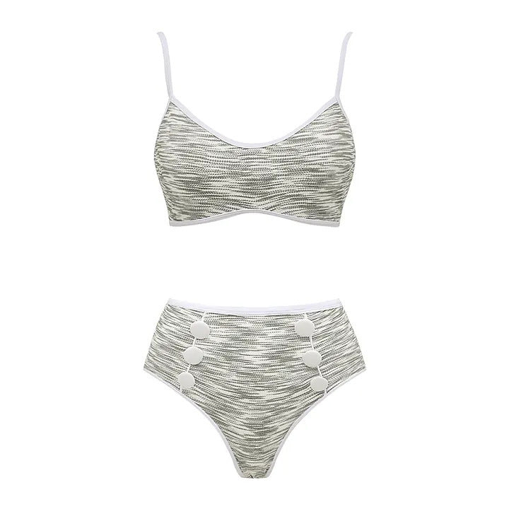 Bikini Pink Sweet Chanel High Waist Split Swimsuit Women