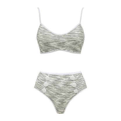 Bikini Pink Sweet Chanel High Waist Split Swimsuit Women
