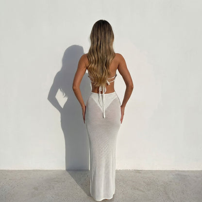 Women Clothing Casual Daily Sexy Halter Hollow Out Cutout Dress