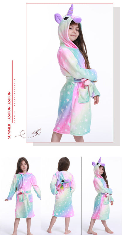 Children Bath Robes Flannel Winter Kids Sleepwear Robe Infant Pijamas Nightgown For Boys Girls Pajamas 1-11 Years Baby Clothes