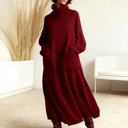 High Neck Woolen Dress Loose Woolen Coat