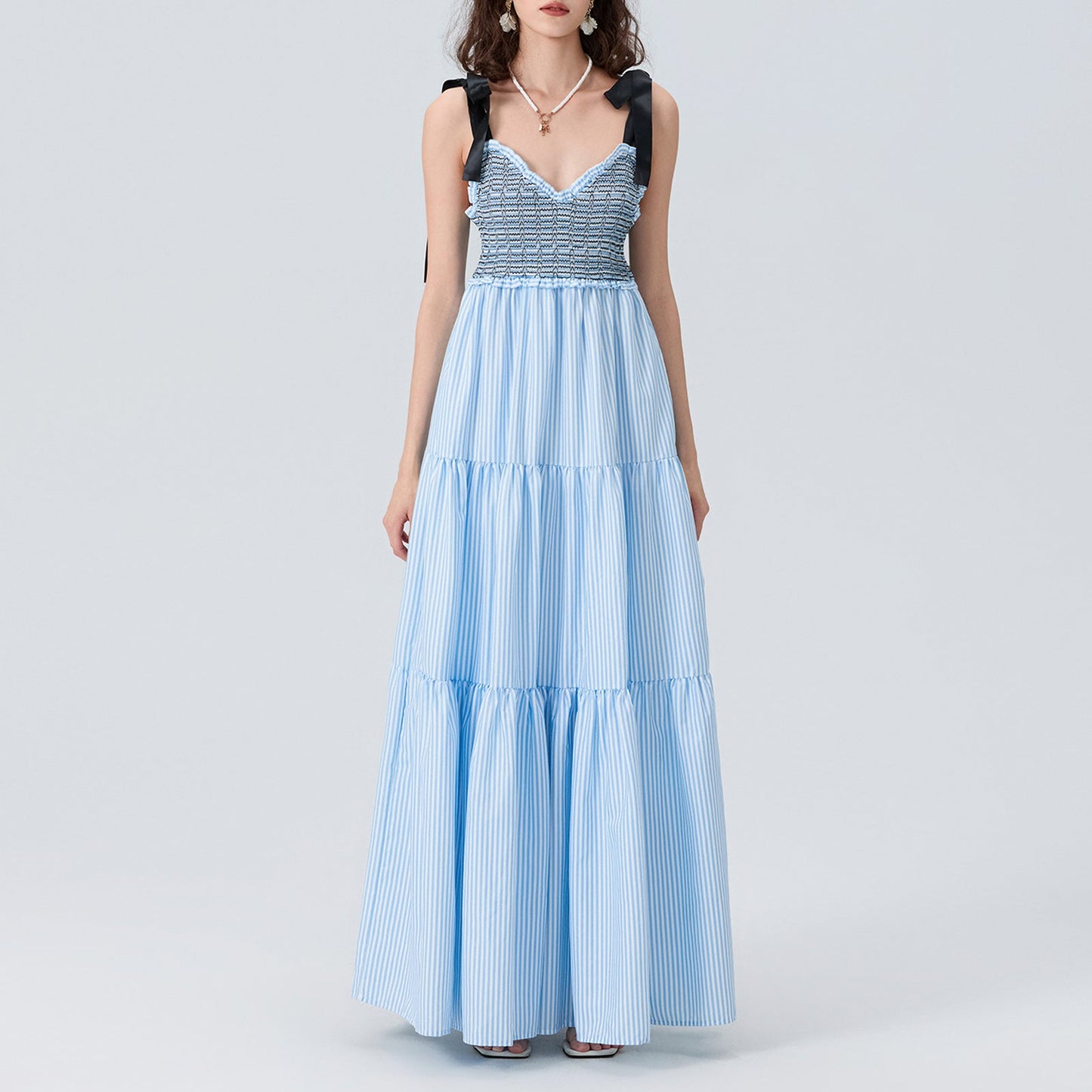 Women Clothing Office Sleeveless Sexy Lace up Long Sling Dress Women