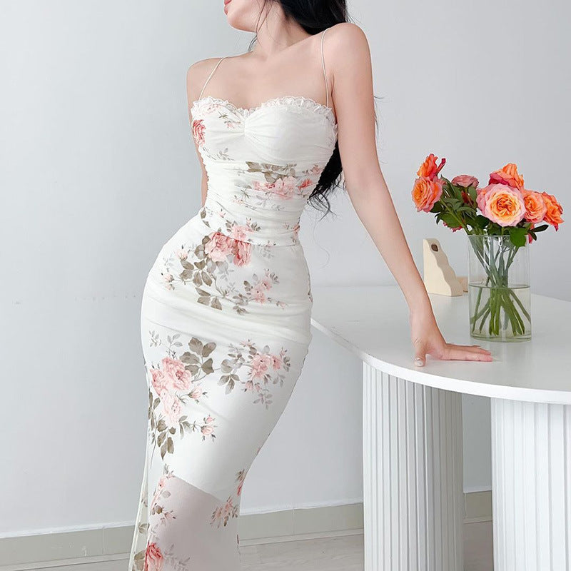 Strap Pure Print Dress Summer Sexy Wind Dress for Women