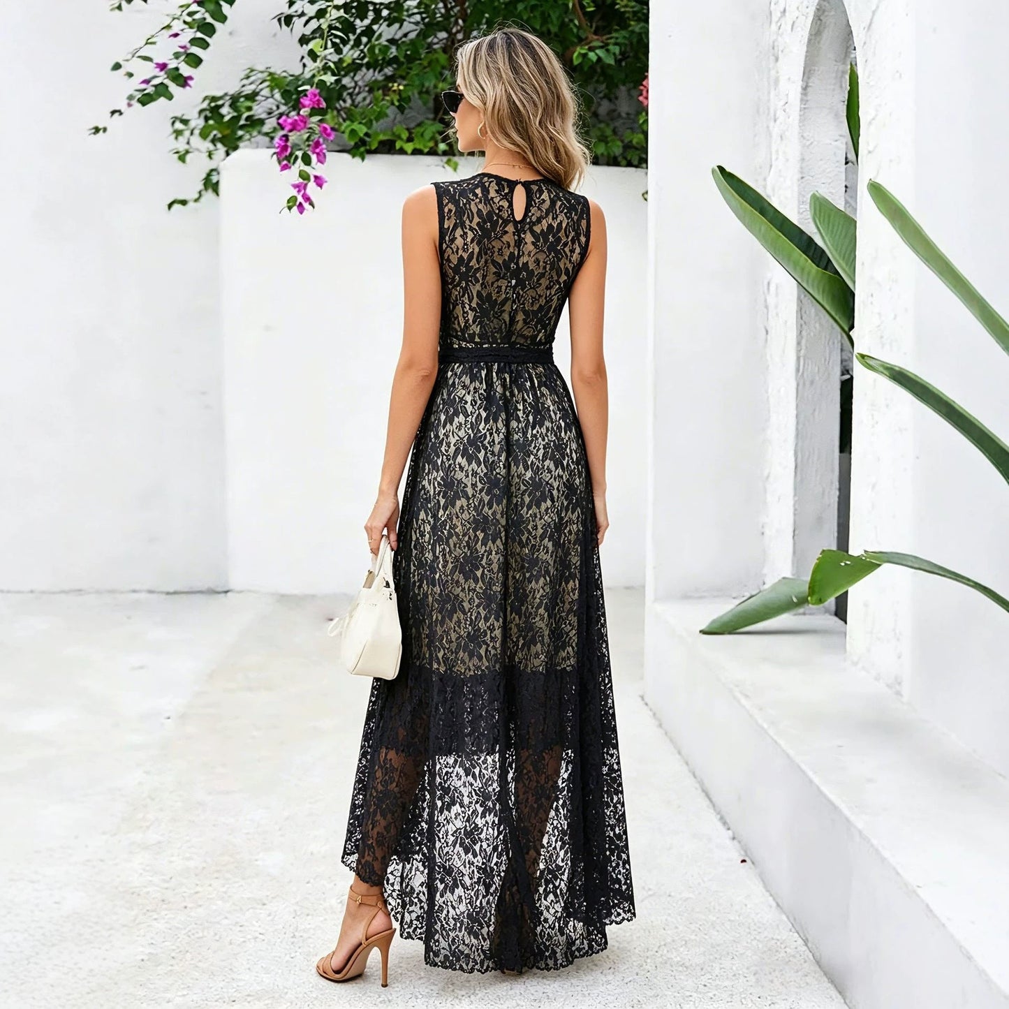 Dress Sexy Lace Stitching Front Short Back Long Party Dress for Women