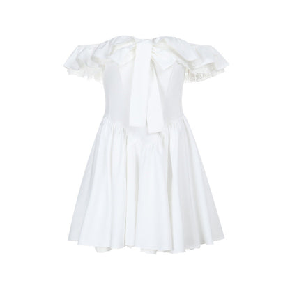 Women Sexy off Shoulder Girdle A line Lace Dress