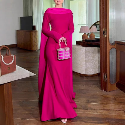 Women Clothing Spring Sexy Sheath Shawl Ribbon Evening Dress