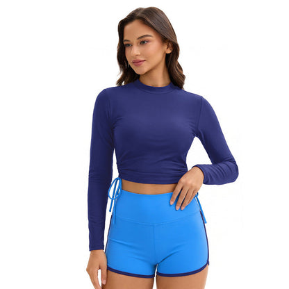 Swimsuit Women Split Long Sleeve Sunscreen Solid Color Conservative Two Piece Set Swimsuit