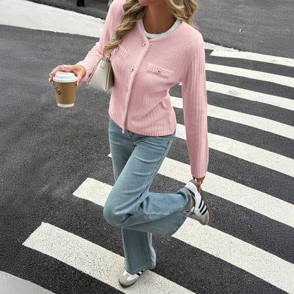 Casual Vacation Wool Long Sleeve Coat Sweater Women Clothing Autumn Winter