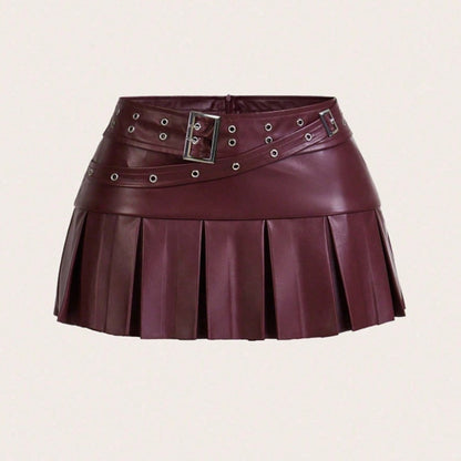 Women Sexy Zipper Pleated Skirt