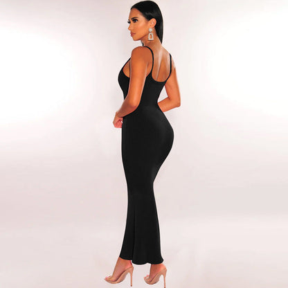Summer Women Clothing Sexy Slim Fit Drape Sunken Stripe Strap Dress