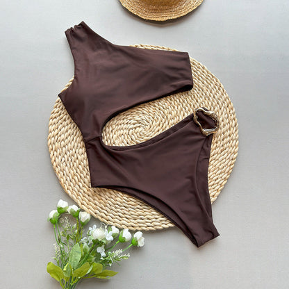 One Piece Swimsuit Women Sexy Bikini Women One Shoulder Swimwear Bikini