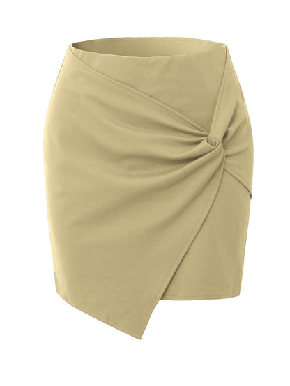 Women Clothing Irregular Asymmetric Heap Pleated Skirt High Waist Elastic Twisted Hip Skirt