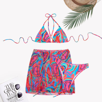 Swimsuit Women Split Three Piece Tie Dyed Printed Bikini Swimsuit