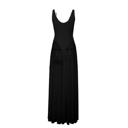 Autumn Sexy Maxi Dress Vacation Slim Fit Mesh A Line Dress