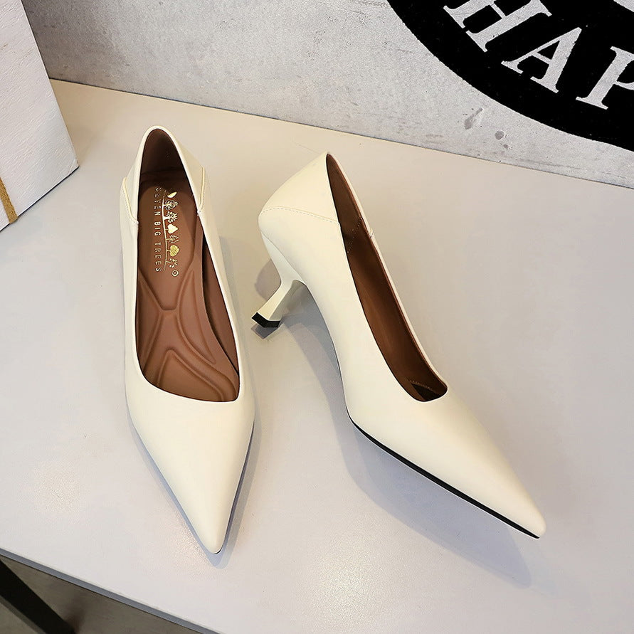 French Work Comfortable All Match Office Work Pointed High Heels Women Stiletto Heel Non Wear Feet Classy Shoes