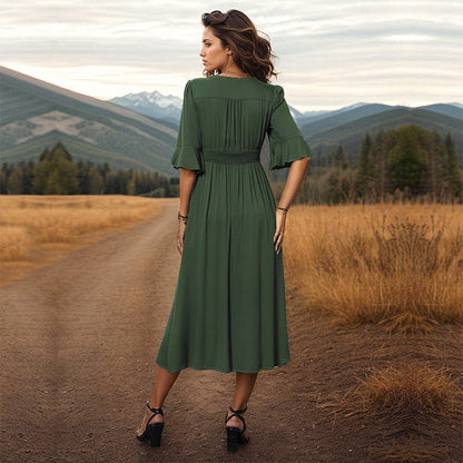 Summer Women Solid Color Dress