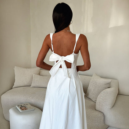 Office Vacation Waist Trimming Spaghetti Straps Dress Women Clothing Summer Independent