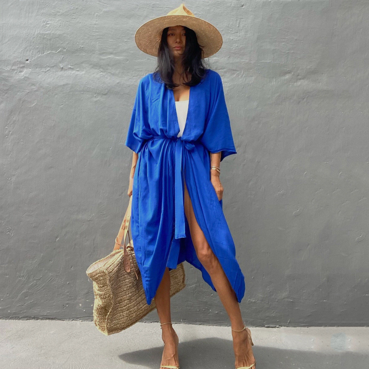 Rayon Solid Color Cardigan Holiday Casual Beach Bikini Cover 5 Colors